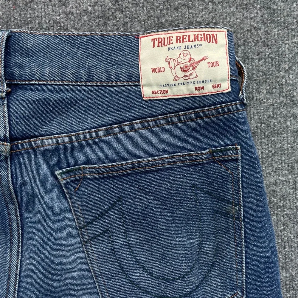 True Religion Ricky Jeans Mens 32 Blue Relaxed Straight Leg Stretch Denim